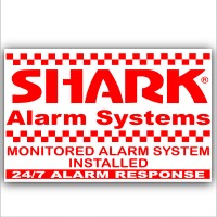 6 x Shark Property Protected Stickers-Red On White-Monitored Alarm System for-24hr Security Response Warning Signs for House,Home,Flat,Business,Unit,Property-External Application Self Adhesive Vinyl 